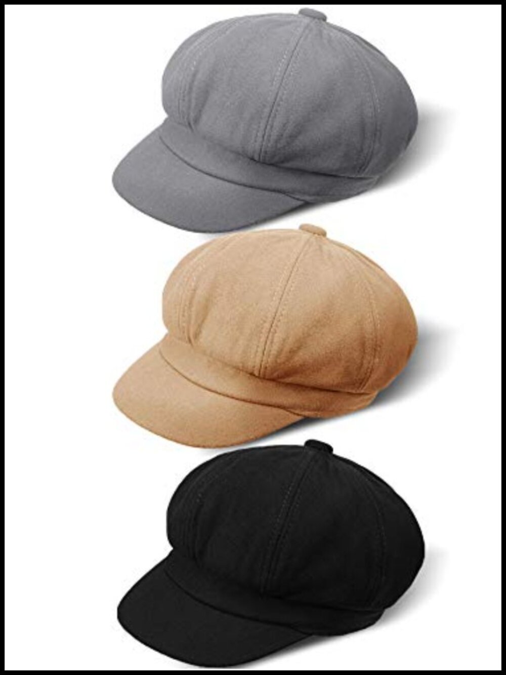 3 Pcs Wool Newsboy Cap Adjustable Winter Warm Beret Vintage Hat